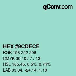 カラーコード: HEX #9CDECE | qconv.com