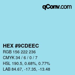 カラーコード: HEX #9CDEEC | qconv.com