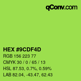 カラーコード: HEX #9CDF4D | qconv.com