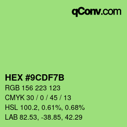 Color code: HEX #9CDF7B | qconv.com