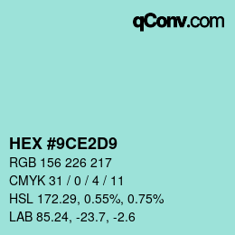 Color code: HEX #9CE2D9 | qconv.com