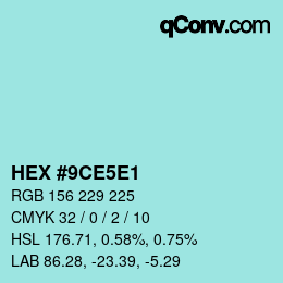 Color code: HEX #9CE5E1 | qconv.com