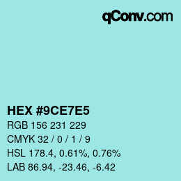 Color code: HEX #9CE7E5 | qconv.com