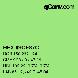 Color code: HEX #9CE87C | qconv.com