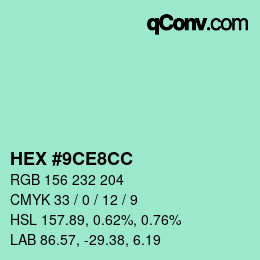 Código de color: HEX #9CE8CC | qconv.com
