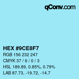 カラーコード: HEX #9CE8F7 | qconv.com