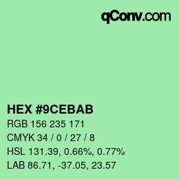 Color code: HEX #9CEBAB | qconv.com