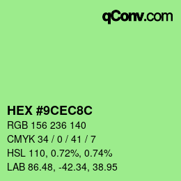 Color code: HEX #9CEC8C | qconv.com