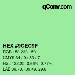 Color code: HEX #9CEC9F | qconv.com
