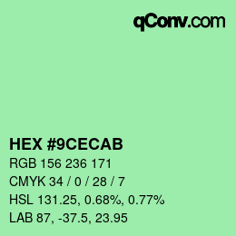 Color code: HEX #9CECAB | qconv.com