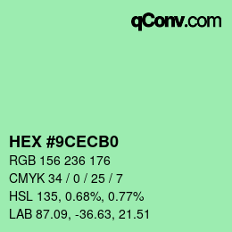 Color code: HEX #9CECB0 | qconv.com