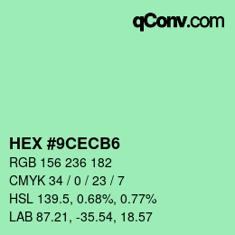 カラーコード: HEX #9CECB6 | qconv.com