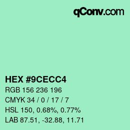 Color code: HEX #9CECC4 | qconv.com
