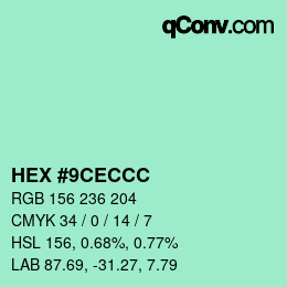 Color code: HEX #9CECCC | qconv.com