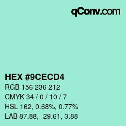 Color code: HEX #9CECD4 | qconv.com