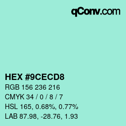 Color code: HEX #9CECD8 | qconv.com