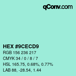 Color code: HEX #9CECD9 | qconv.com