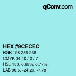 Color code: HEX #9CECEC | qconv.com