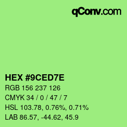 Color code: HEX #9CED7E | qconv.com