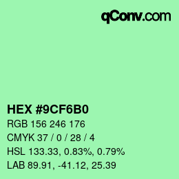 Color code: HEX #9CF6B0 | qconv.com
