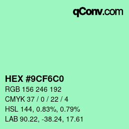 Color code: HEX #9CF6C0 | qconv.com