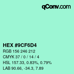 Color code: HEX #9CF6D4 | qconv.com