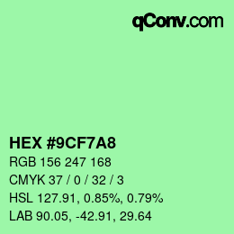 颜色代码: HEX #9CF7A8 | qconv.com