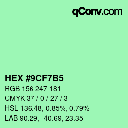Color code: HEX #9CF7B5 | qconv.com