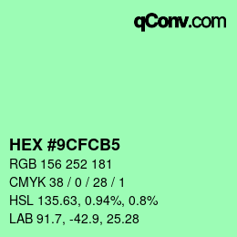 颜色代码: HEX #9CFCB5 | qconv.com