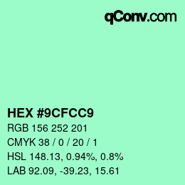 カラーコード: HEX #9CFCC9 | qconv.com