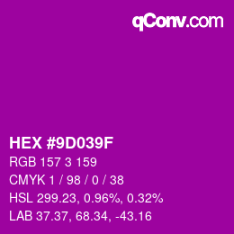 颜色代码: HEX #9D039F | qconv.com