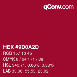 Color code: HEX #9D0A2D | qconv.com