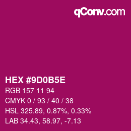 颜色代码: HEX #9D0B5E | qconv.com