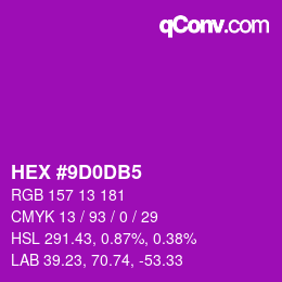 Color code: HEX #9D0DB5 | qconv.com