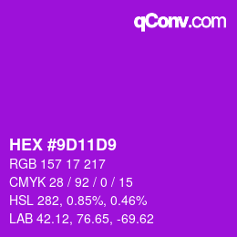 Color code: HEX #9D11D9 | qconv.com
