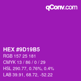 Color code: HEX #9D19B5 | qconv.com