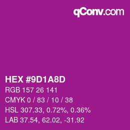 カラーコード: HEX #9D1A8D | qconv.com