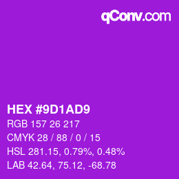 カラーコード: HEX #9D1AD9 | qconv.com