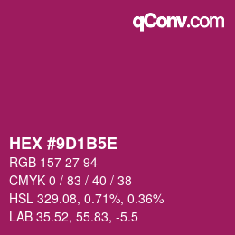 颜色代码: HEX #9D1B5E | qconv.com