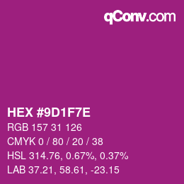 Color code: HEX #9D1F7E | qconv.com