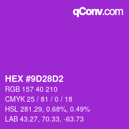 Color code: HEX #9D28D2 | qconv.com