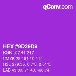 Color code: HEX #9D29D9 | qconv.com