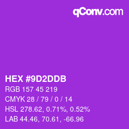 Color code: HEX #9D2DDB | qconv.com