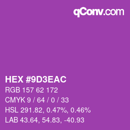 Color code: HEX #9D3EAC | qconv.com