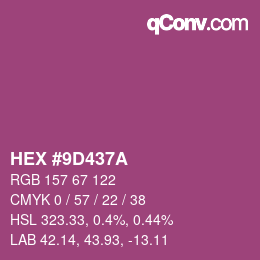 颜色代码: HEX #9D437A | qconv.com