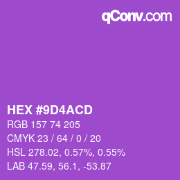 Color code: HEX #9D4ACD | qconv.com
