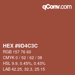 Color code: HEX #9D4C3C | qconv.com