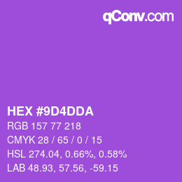 カラーコード: HEX #9D4DDA | qconv.com
