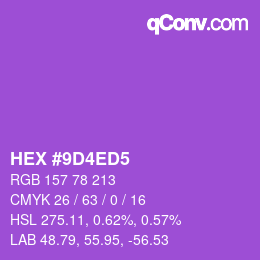 Farbcode: HEX #9D4ED5 | qconv.com