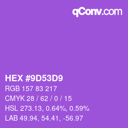 Color code: HEX #9D53D9 | qconv.com